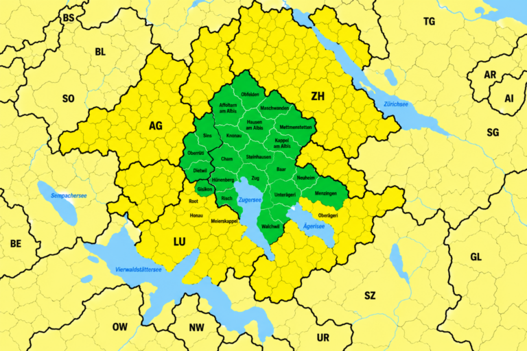 karte der grünen versorgungsregion zug